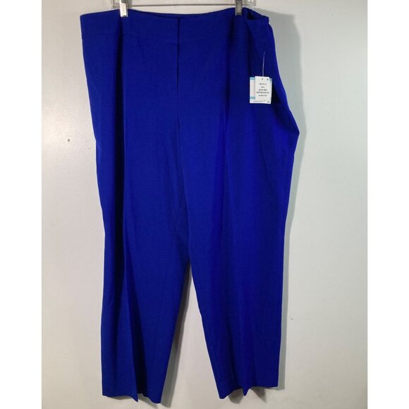 Womens Kasper Straight Leg Trousers Front Zip 20W Royal Blue NWT Stretch Waist - Picture 1 of 11